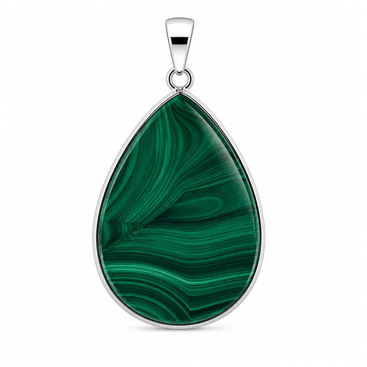 Natural Malachite Teardrop Pendant Stainless Steel Green Gemstone Necklace Boho Style Jewelry for Women