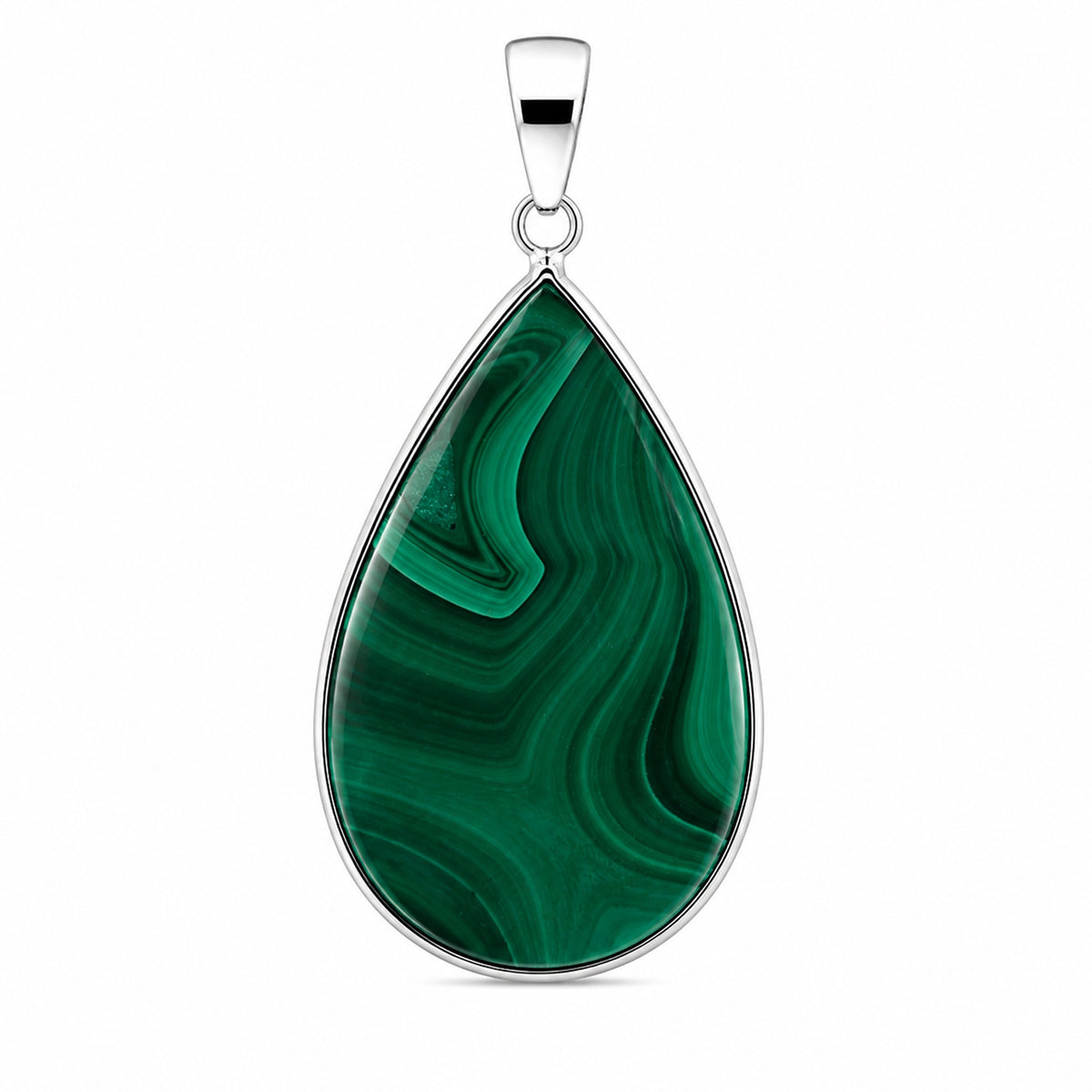 Natural Malachite Teardrop Pendant Stainless Steel Green Gemstone Necklace Boho Jewelry for Women