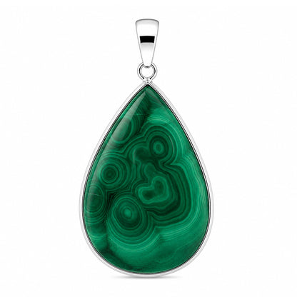 Natural Malachite Teardrop Pendant Stainless Steel Green Gemstone Necklace Boho Jewelry Gift for Women