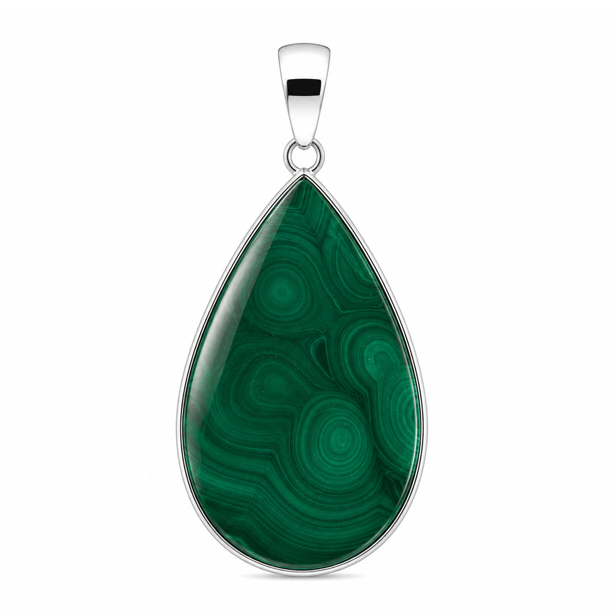 Natural Malachite Teardrop Pendant Stainless Steel Green Gemstone Necklace Boho Jewelry Gift for Women