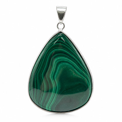 Natural Malachite Teardrop Pendant Stainless Steel Green Gemstone Necklace Boho Jewelry Gift for Women
