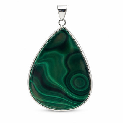 Natural Malachite Teardrop Pendant Stainless Steel Green Gemstone Necklace Boho Jewelry Gift for Women