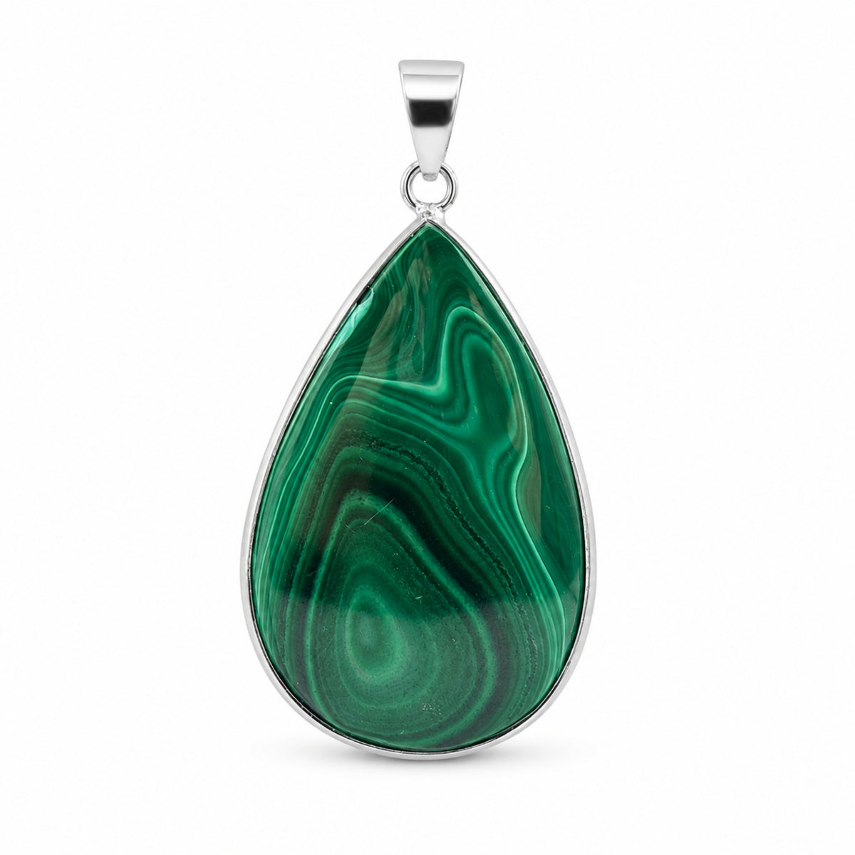 Natural Malachite Teardrop Pendant Stainless Steel Green Gemstone Necklace Boho Jewelry Gift for Women