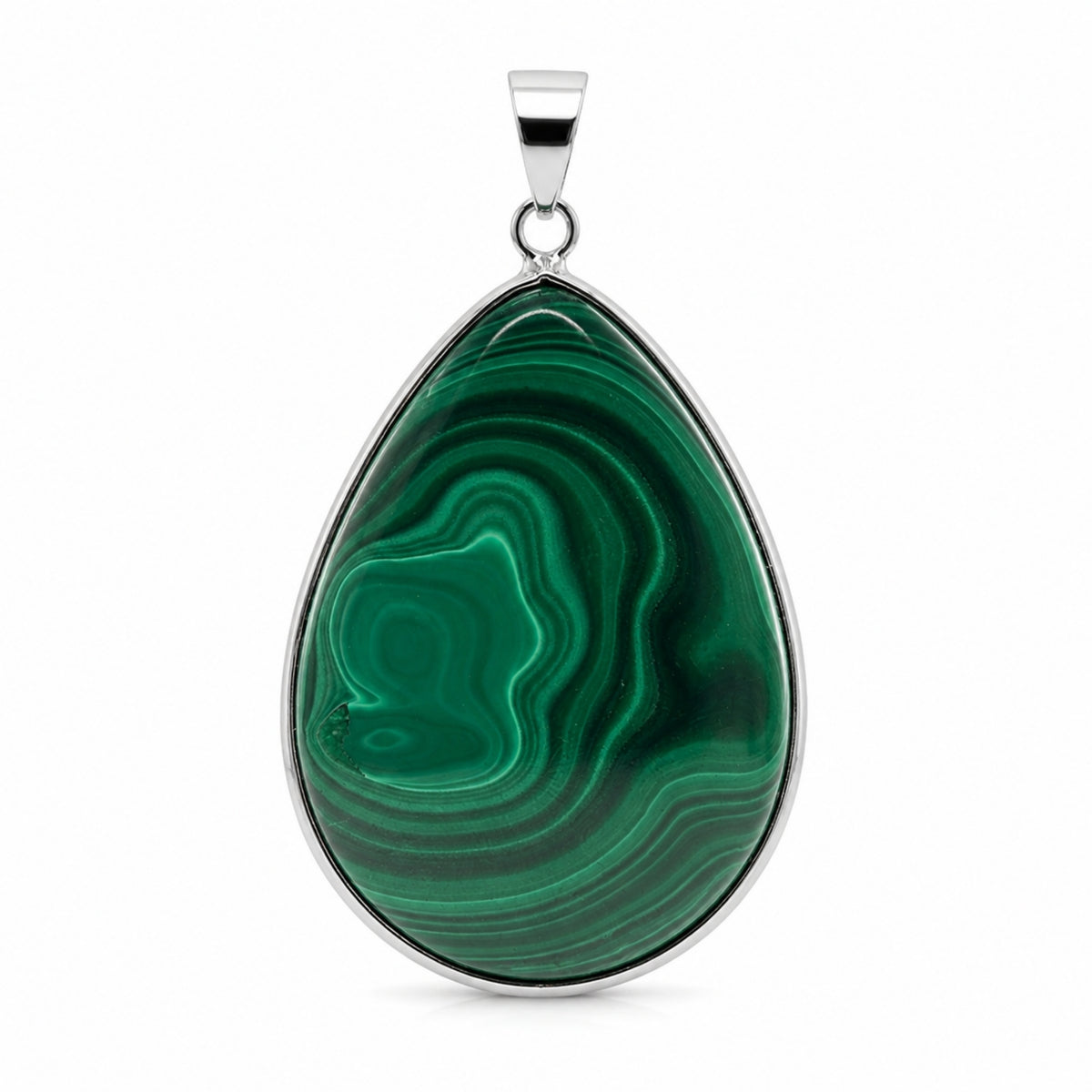 Natural Malachite Teardrop Pendant Stainless Steel Green Gemstone Necklace Boho Jewelry for Women