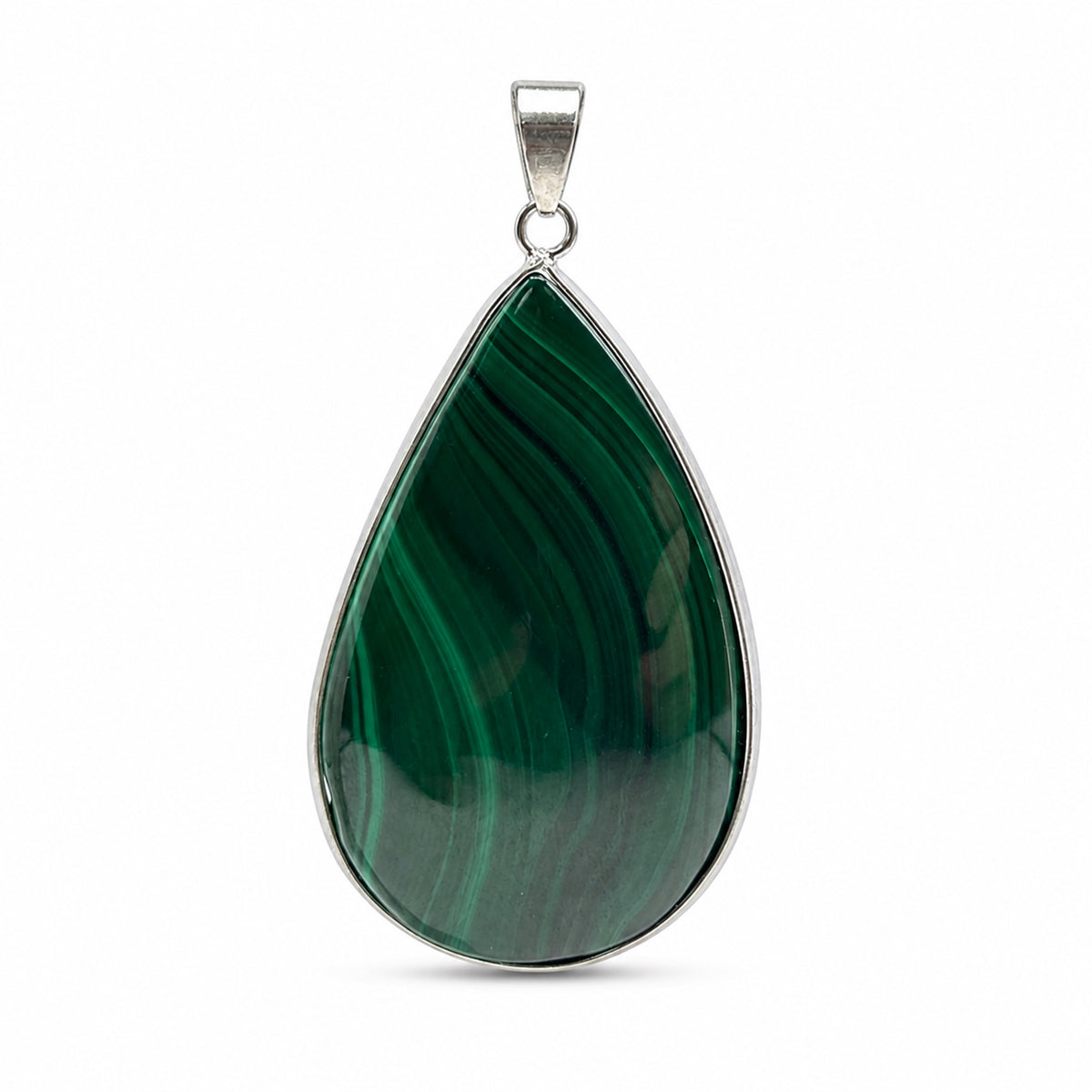 Natural Malachite Teardrop Pendant Stainless Steel Green Gemstone Necklace Boho Jewelry Gift for Women