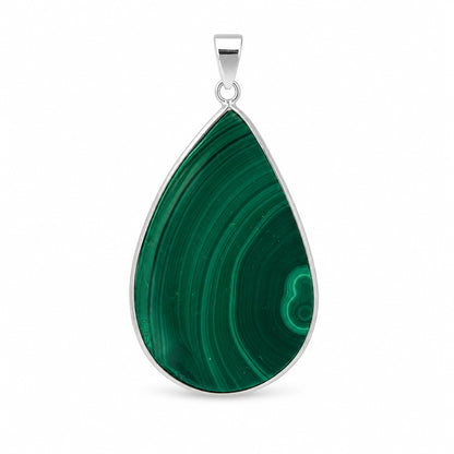 Natural Malachite Teardrop Pendant Stainless Steel Green Gemstone Necklace Boho Jewelry Gift for Women