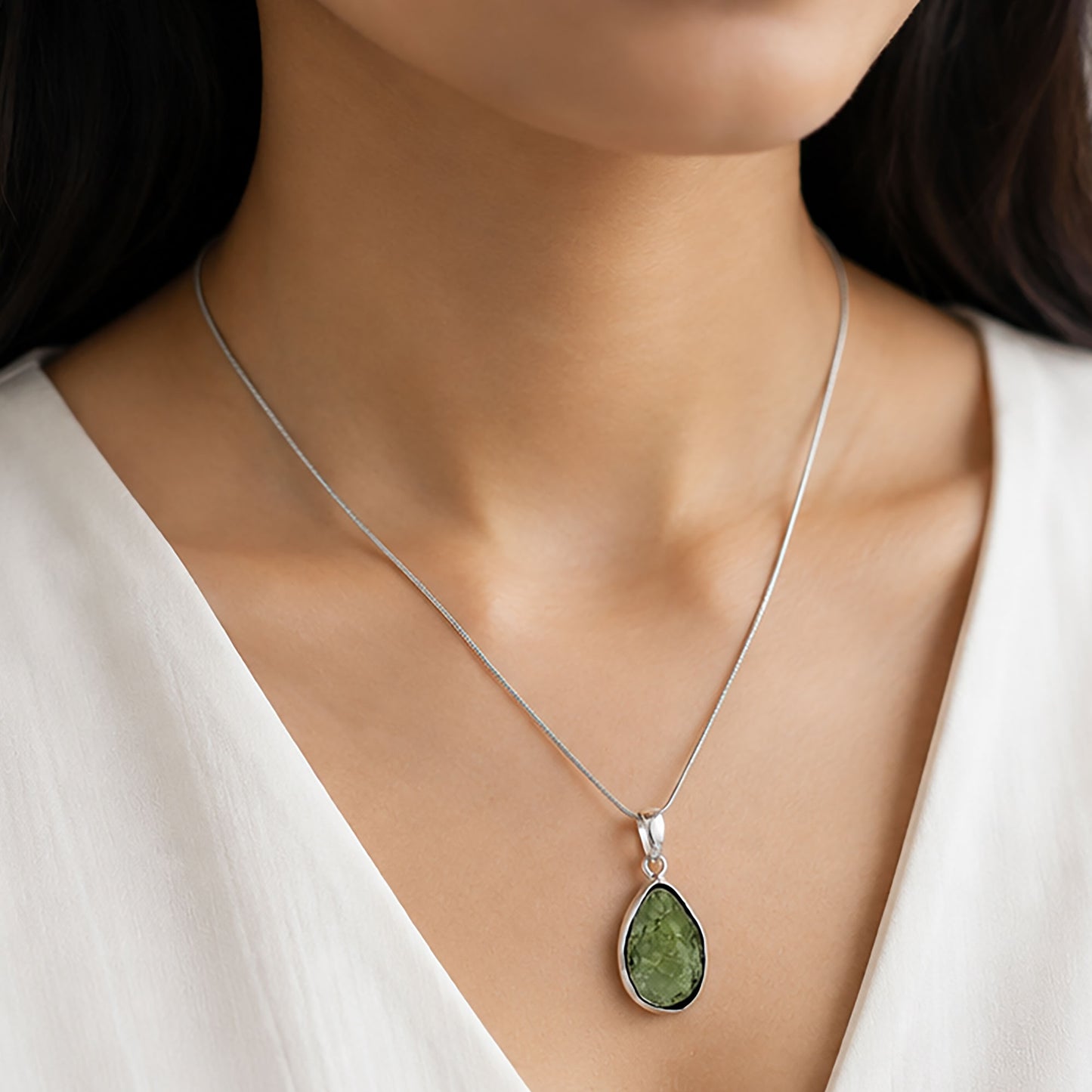 Moldavite Gemstone Pendant 925 Sterling Silver - Gem Avenue Retail
