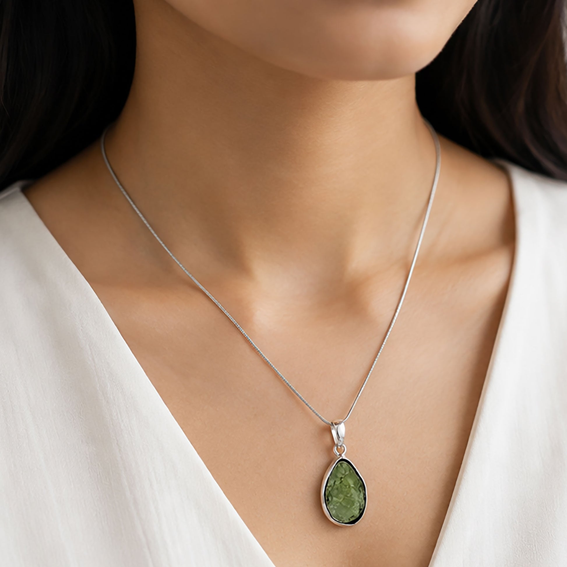 Moldavite Gemstone Pendant 925 Sterling Silver - Gem Avenue Retail