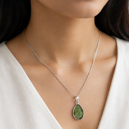 Moldavite Gemstone Pendant 925 Sterling Silver - Gem Avenue Retail