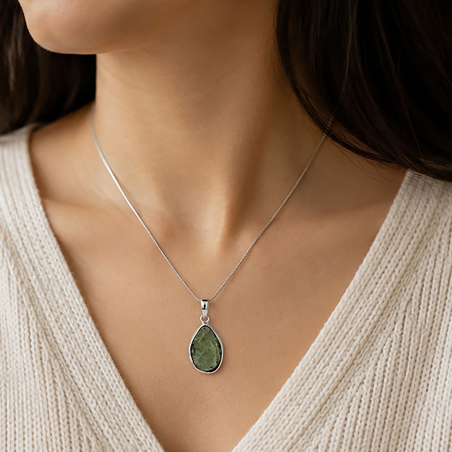 Moldavite Gemstone Pendant 925 Sterling Silver - Gem Avenue Retail