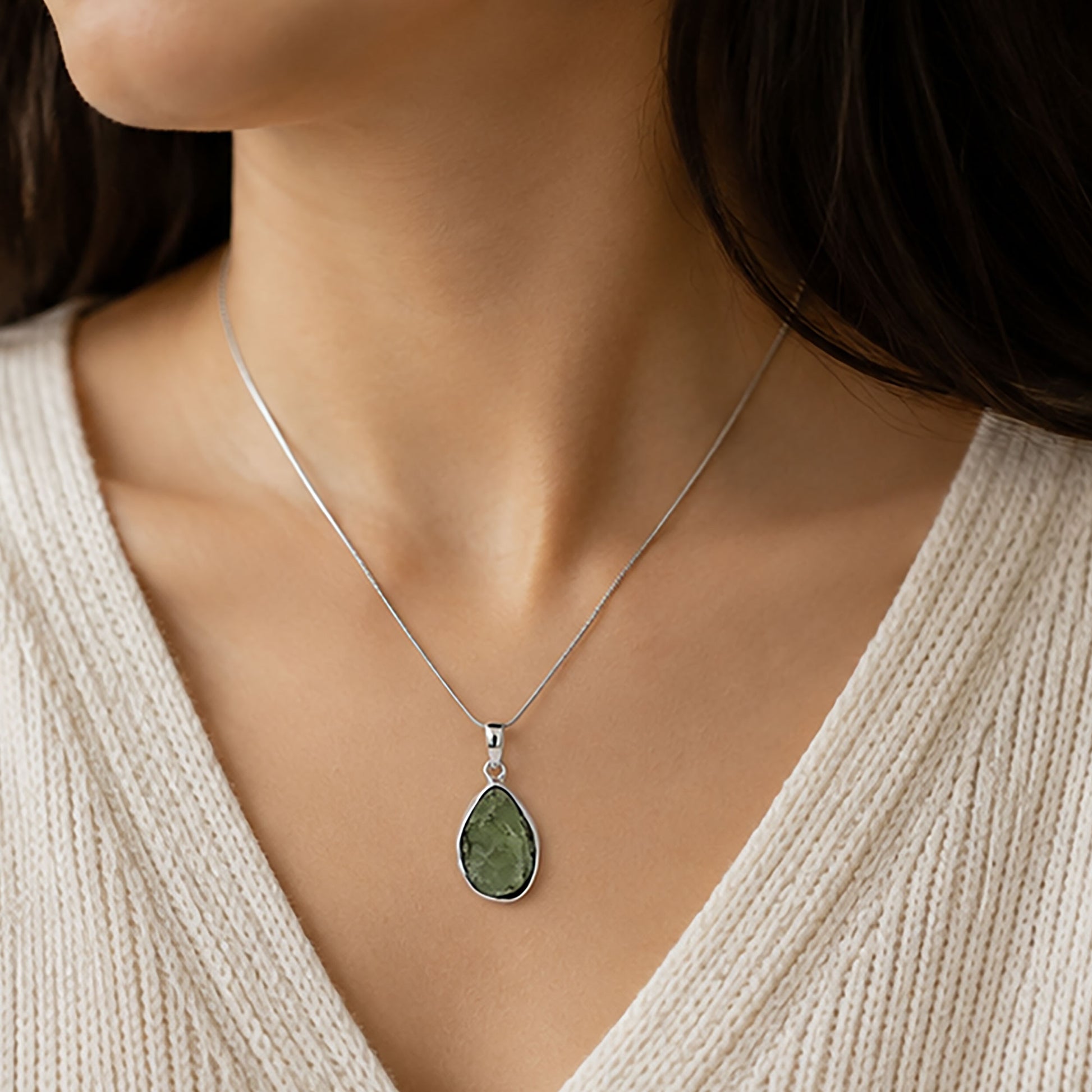 Moldavite Gemstone Pendant 925 Sterling Silver - Gem Avenue Retail