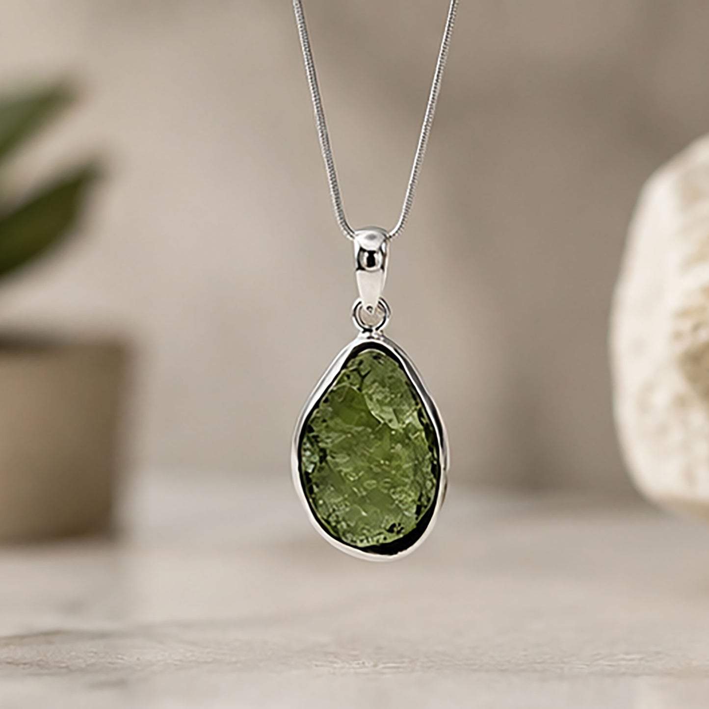 Moldavite Gemstone Pendant 925 Sterling Silver - Gem Avenue Retail