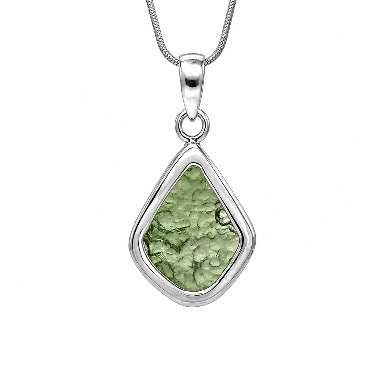 Moldavite Pendant, 925 Sterling Silver Green Crystal Gemstone Jewelry - Gem Avenue Retail