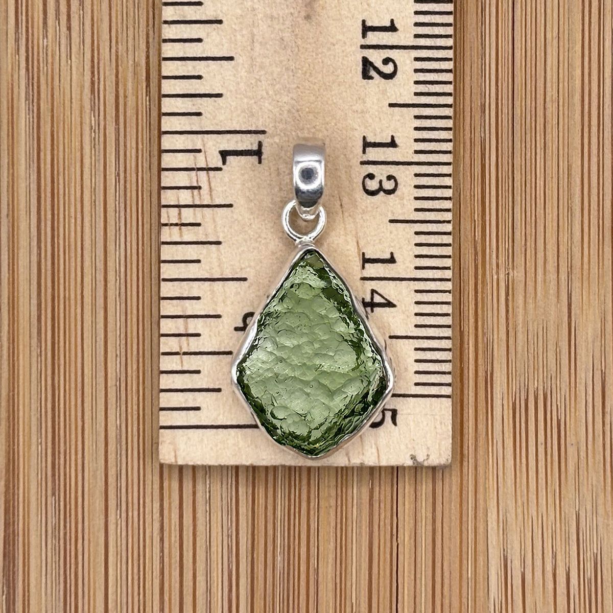 Moldavite Pendant, 925 Sterling Silver Green Crystal Gemstone Jewelry - Gem Avenue Retail