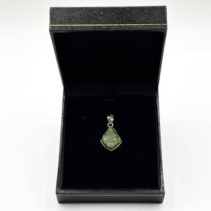 Moldavite Pendant, 925 Sterling Silver Green Crystal Gemstone Jewelry - Gem Avenue Retail