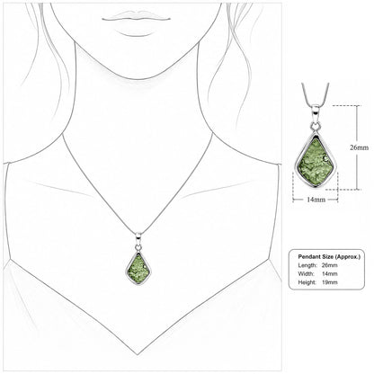 Moldavite Pendant, 925 Sterling Silver Green Crystal Gemstone Jewelry - Gem Avenue Retail