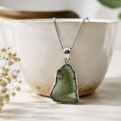 Moldavite Gemstone Pendant 925 Sterling Silver - Gem Avenue Retail