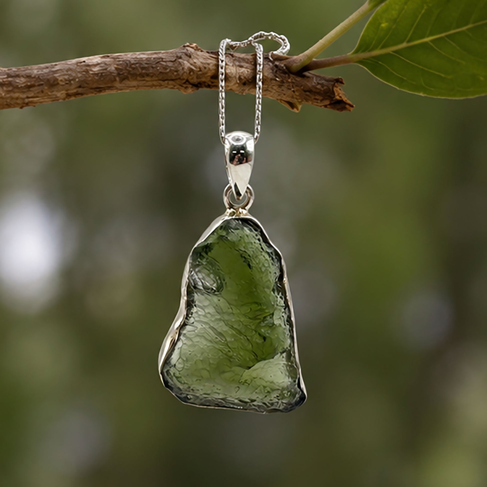 Moldavite Gemstone Pendant 925 Sterling Silver - Gem Avenue Retail