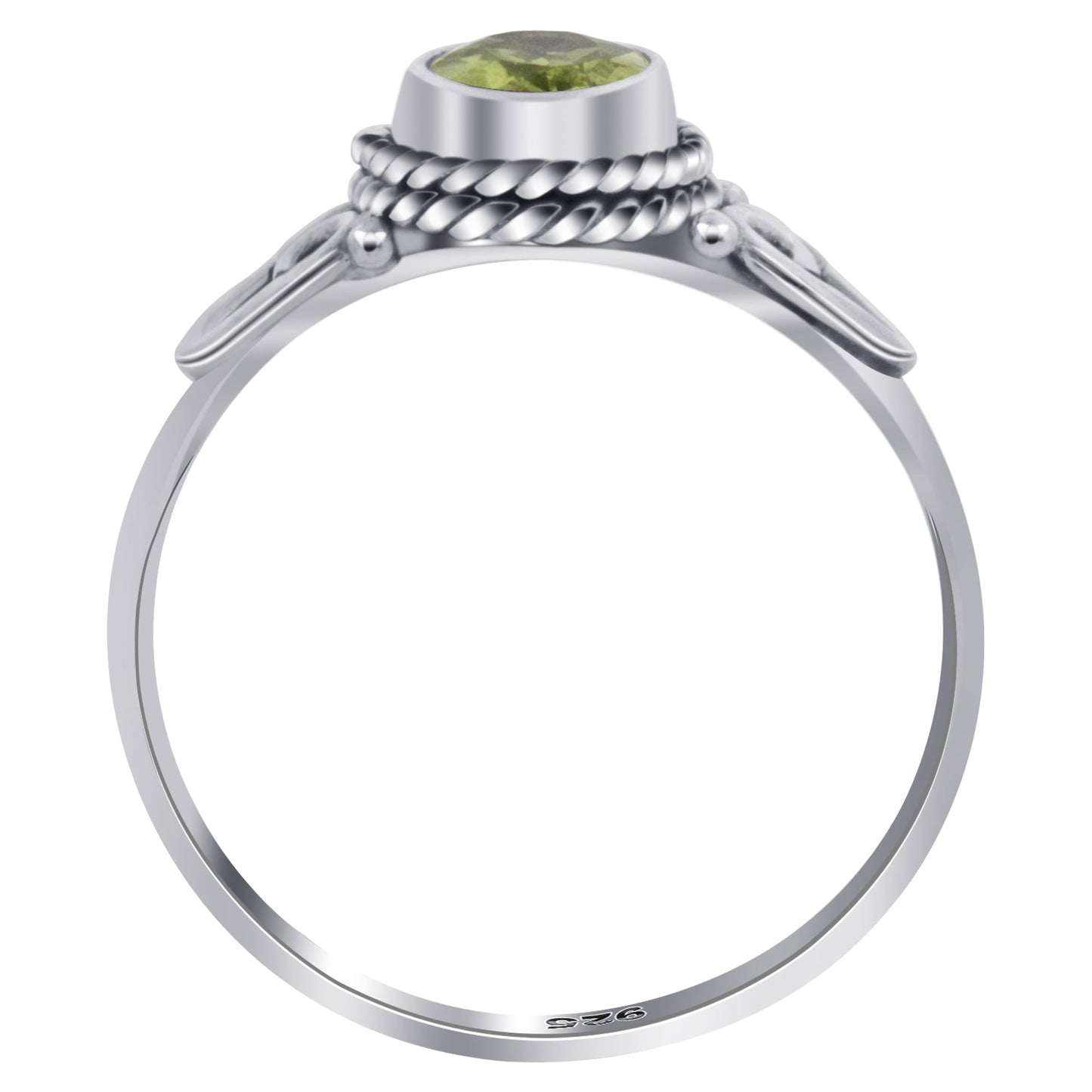 Oval Peridot Gemstone 925 Sterling Silver Solitaire Ring for Women Size 9