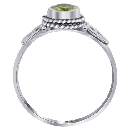 Oval Peridot Gemstone 925 Sterling Silver Solitaire Ring for Women Size 9