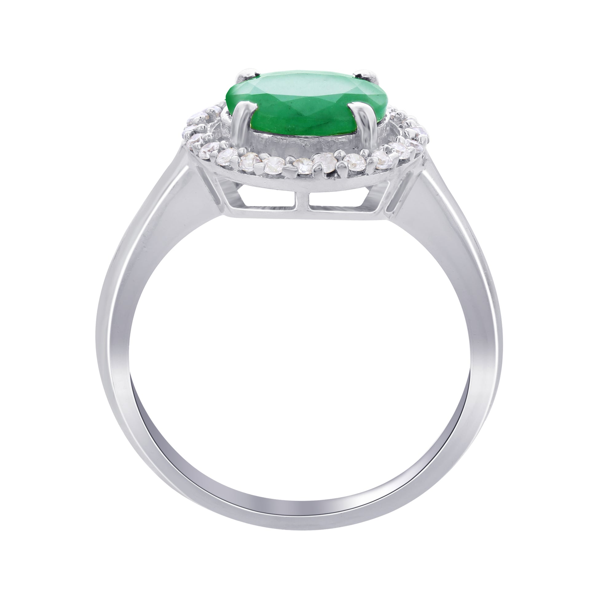 925 Sterling Silver Oval Emerald Gemstone Rings - Gem Avenue