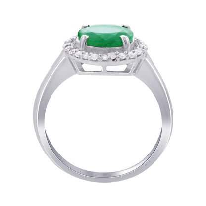 925 Sterling Silver Oval Emerald Gemstone Rings - Gem Avenue