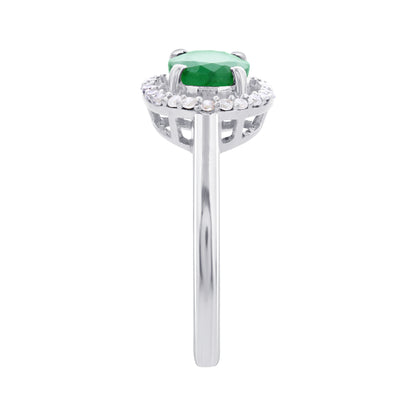 925 Sterling Silver Oval Emerald Gemstone Rings - Gem Avenue