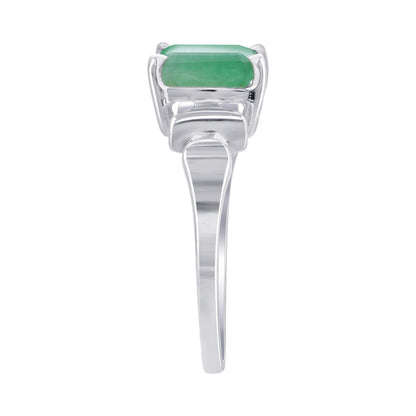 925 Sterling Silver Emerald Engagement Ring Size 6 Octagon Cut Green Gemstone Promise Ring, Wedding Jewelry for Women