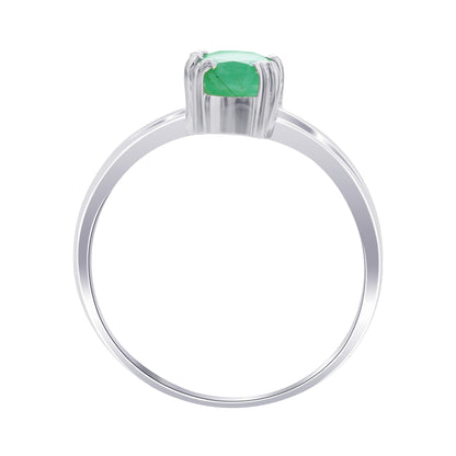 925 Sterling Silver Oval Cut Emerald Ring  Green Gemstone May Birthstone Solitaire Engagement, Wedding & Promise Ring for Women (Size 7)