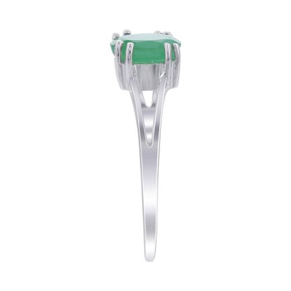 925 Sterling Silver Oval Cut Emerald Ring  Green Gemstone May Birthstone Solitaire Engagement, Wedding & Promise Ring for Women (Size 7)