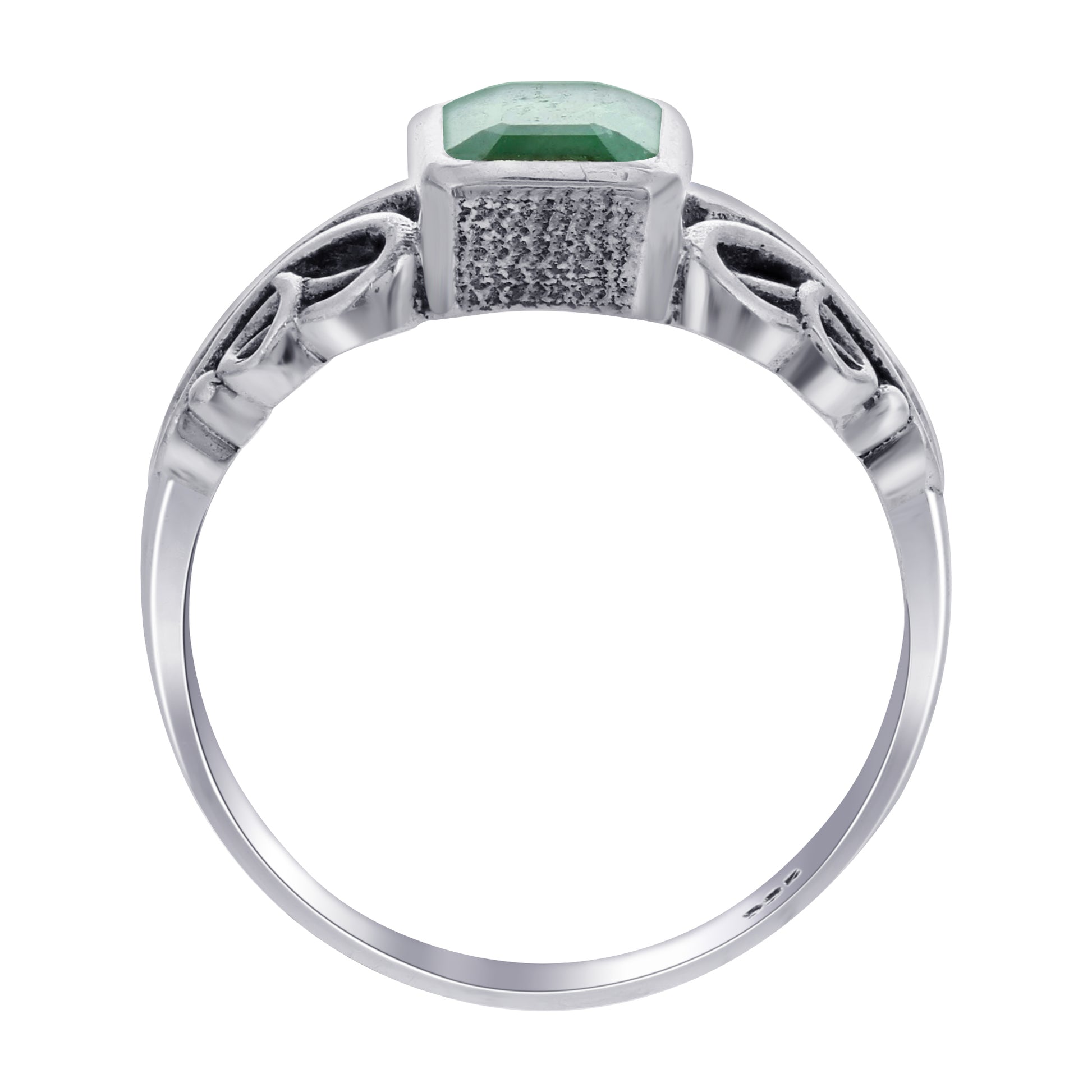 925 Sterling Silver Square Emerald Gemstone Rings