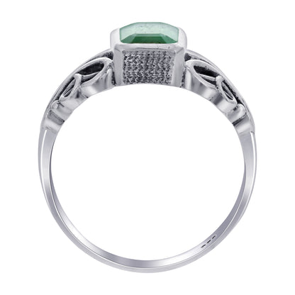 925 Sterling Silver Square Emerald Gemstone Rings