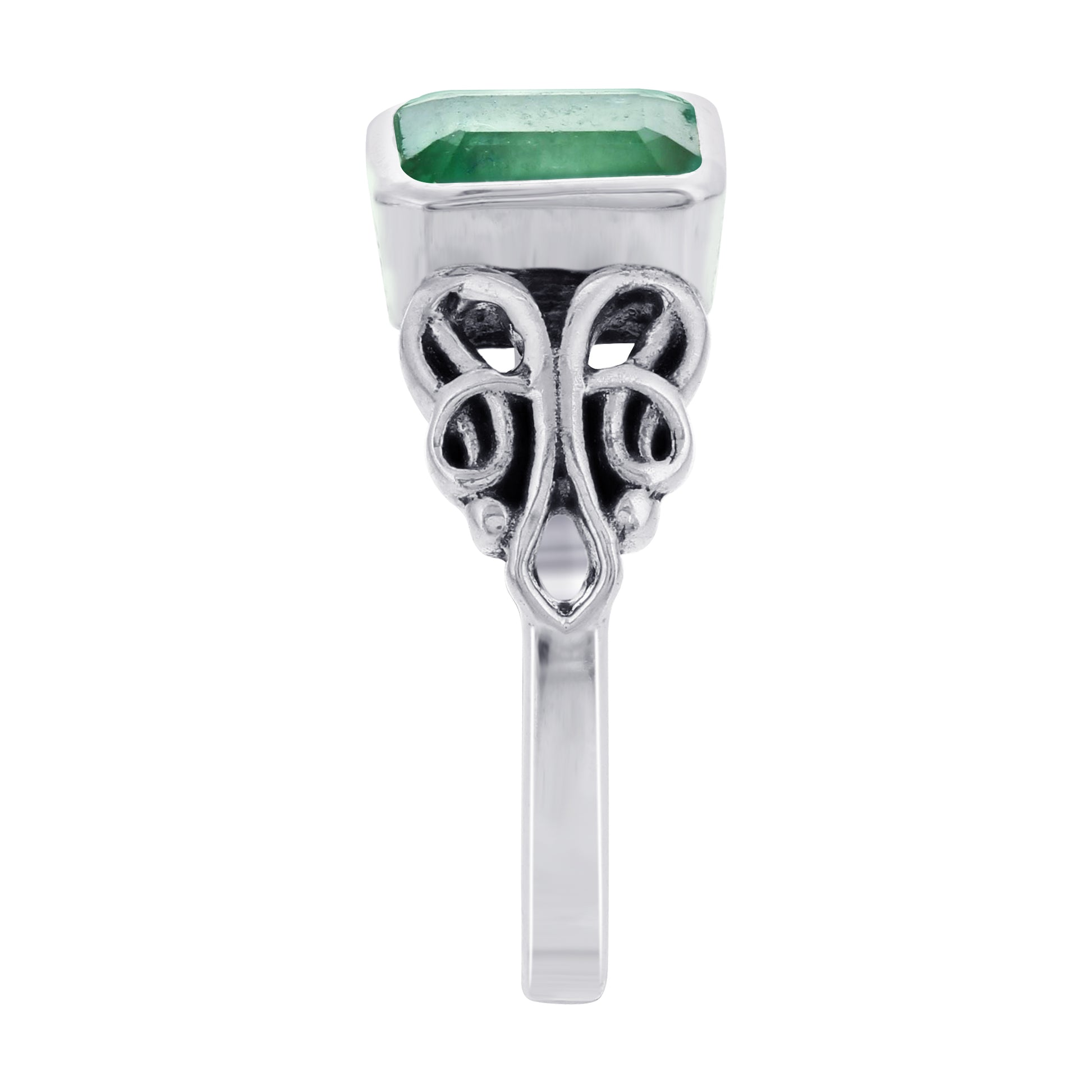 925 Sterling Silver Square Emerald Gemstone Rings