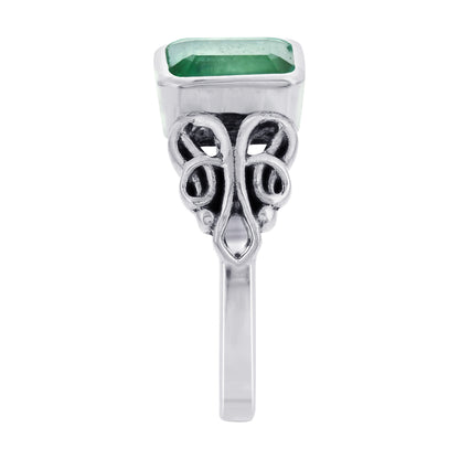 925 Sterling Silver Square Emerald Gemstone Rings
