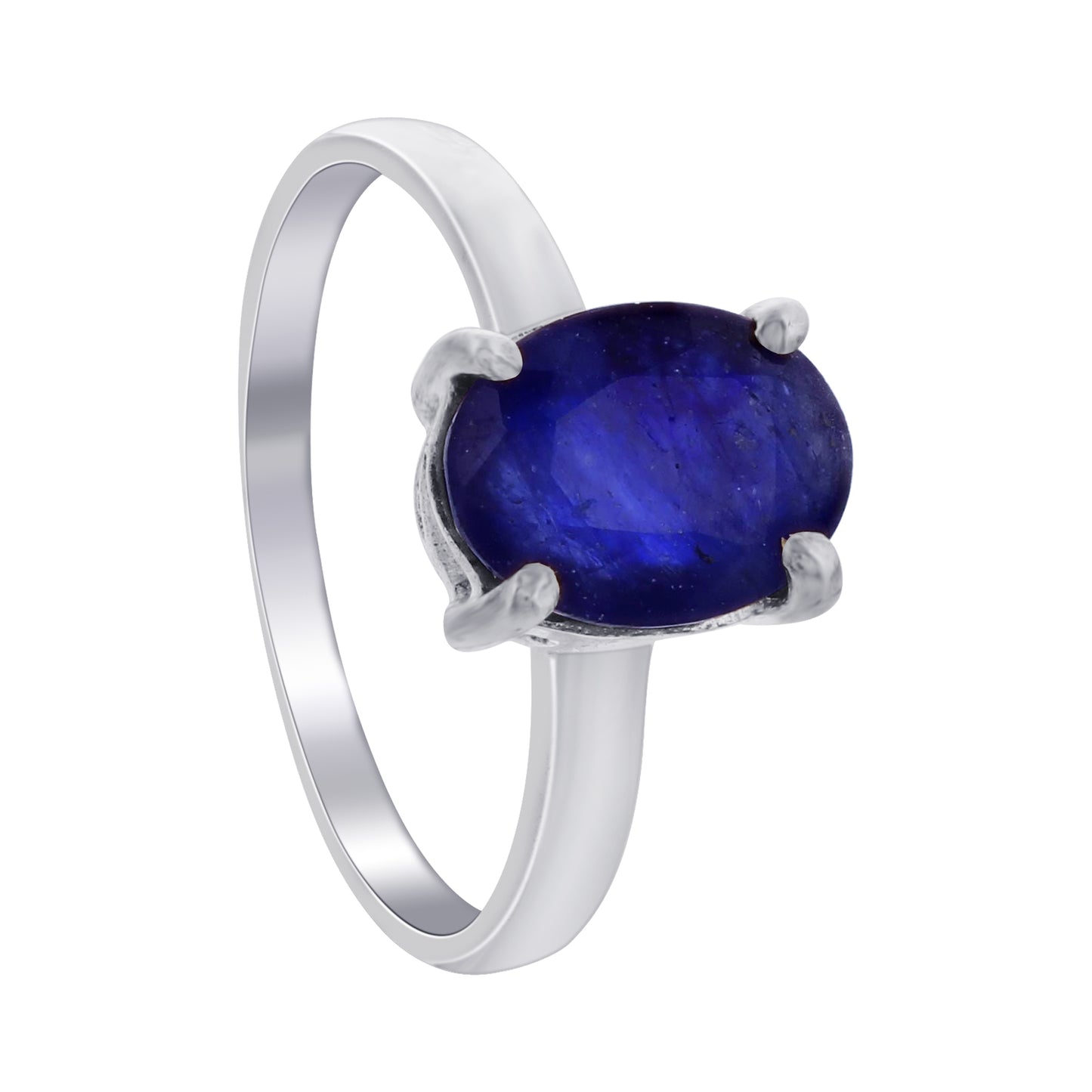 925 Sterling Silver Blue Sapphire Solitaire Engagement Ring - Gem Avenue
