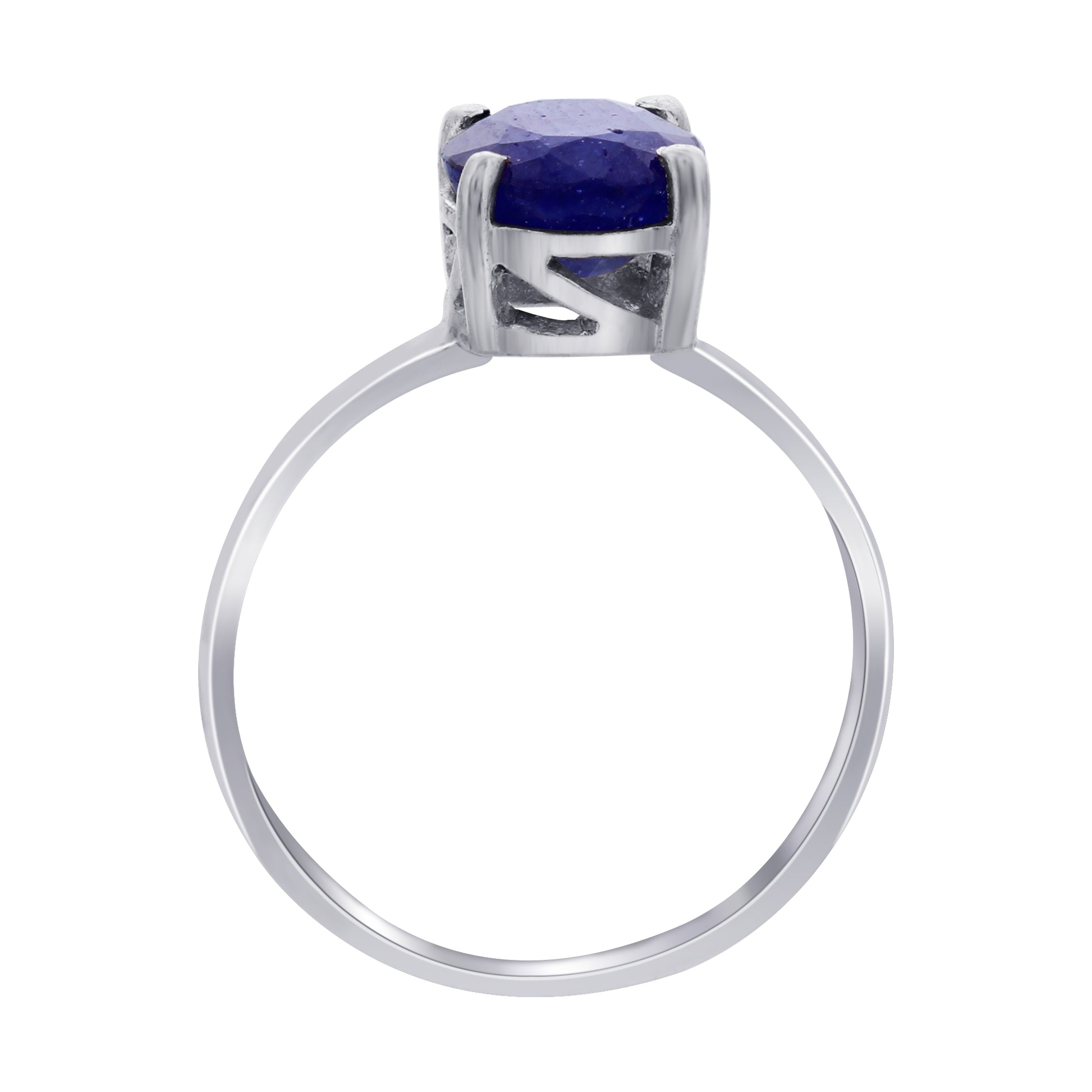 925 Sterling Silver Blue Sapphire Solitaire Engagement Ring - Gem Avenue