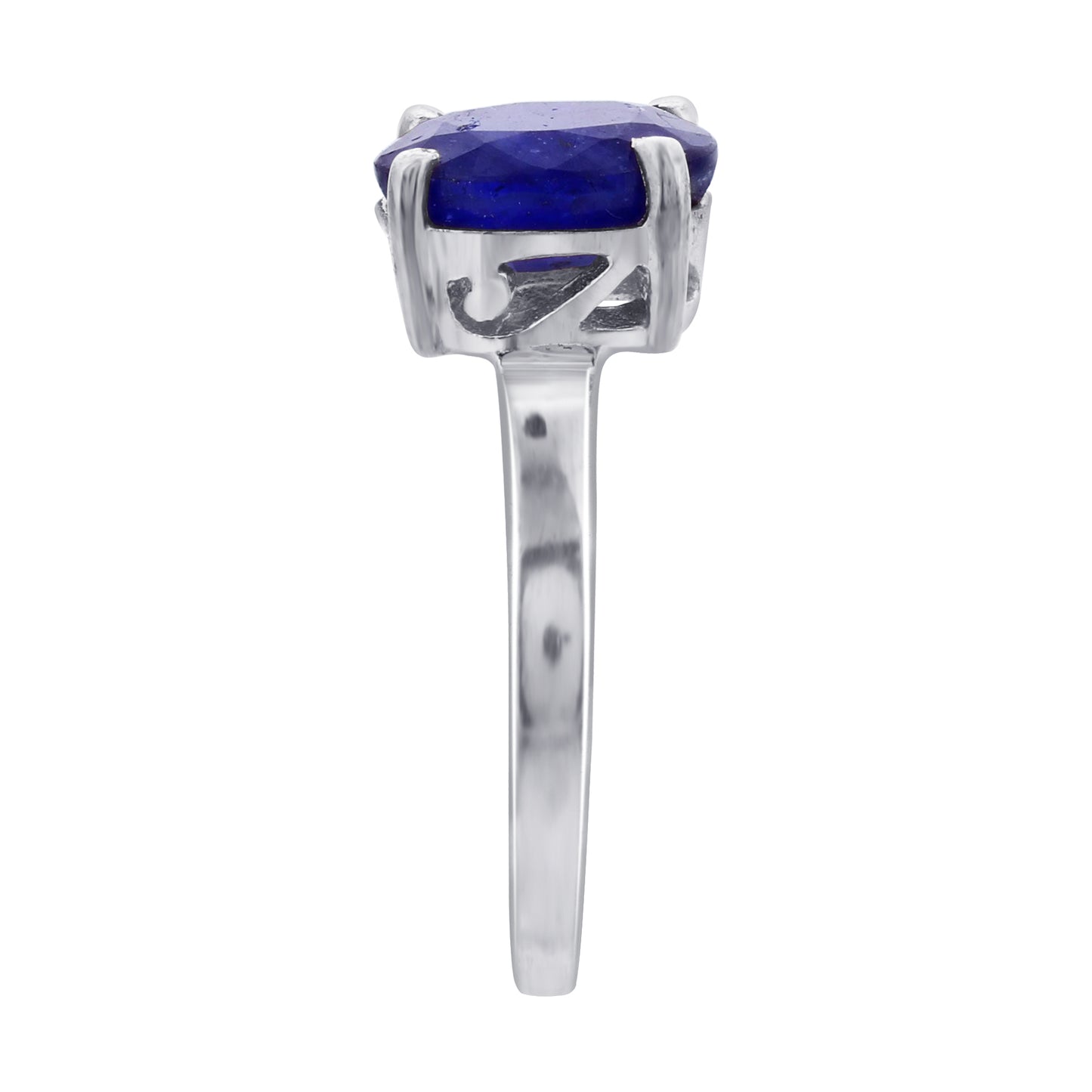 925 Sterling Silver Blue Sapphire Solitaire Engagement Ring - Gem Avenue