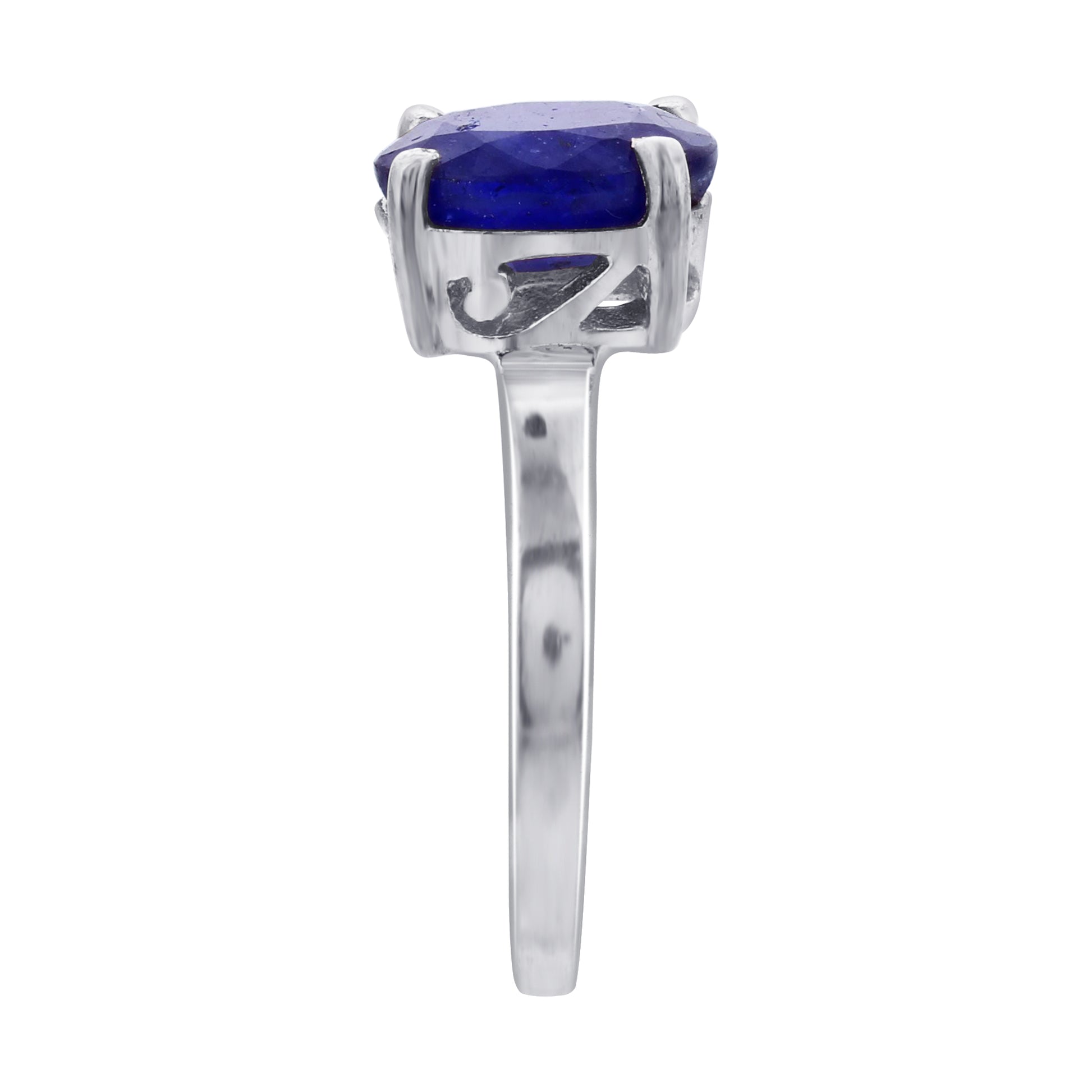 925 Sterling Silver Blue Sapphire Solitaire Engagement Ring - Gem Avenue