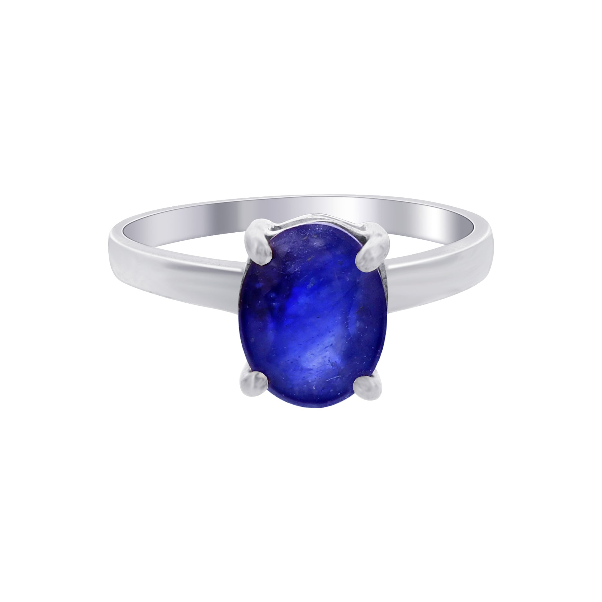 925 Sterling Silver Blue Sapphire Solitaire Engagement Ring - Gem Avenue