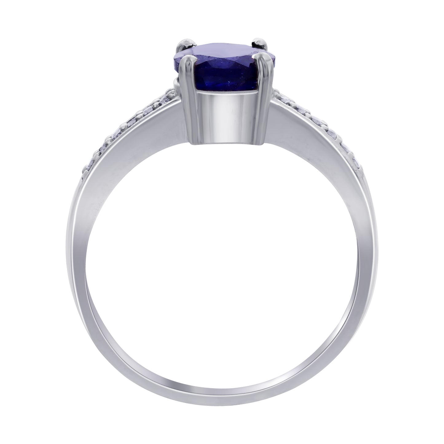 Blue Sapphire Solitaire Ring in 925 Sterling Silver - Gem Avenue