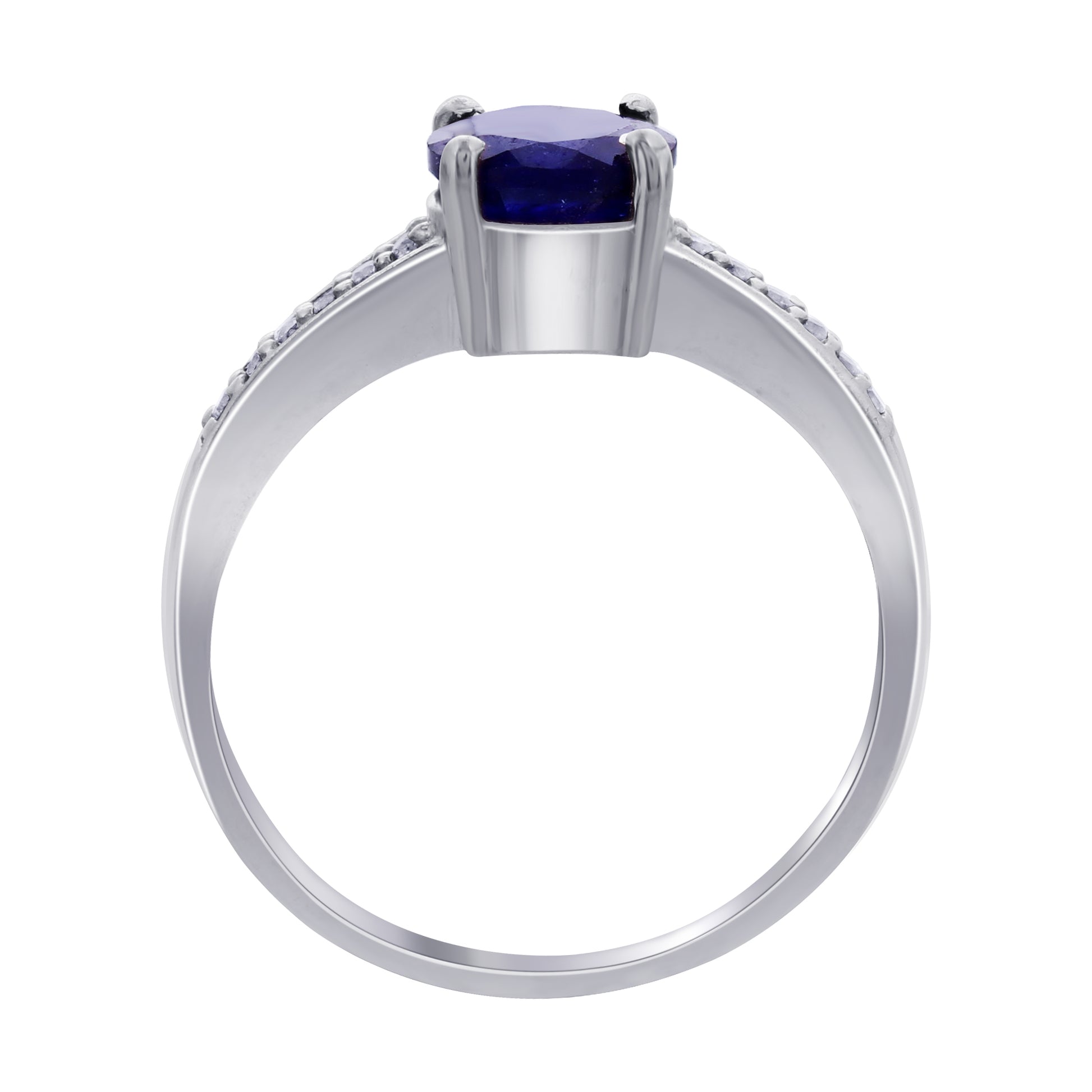 Blue Sapphire Solitaire Ring in 925 Sterling Silver - Gem Avenue