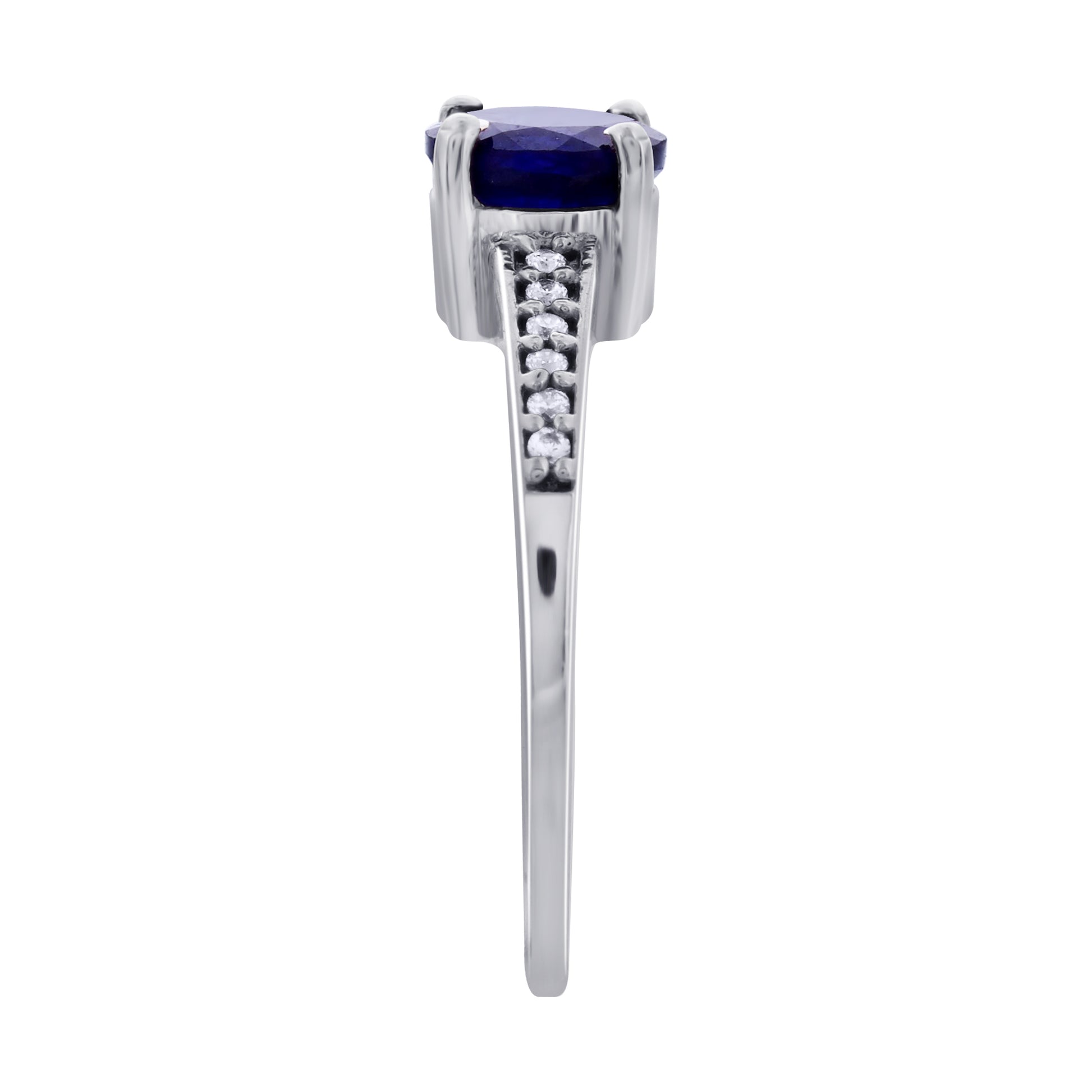 Blue Sapphire Solitaire Ring in 925 Sterling Silver - Gem Avenue