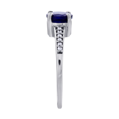 Blue Sapphire Solitaire Ring in 925 Sterling Silver - Gem Avenue