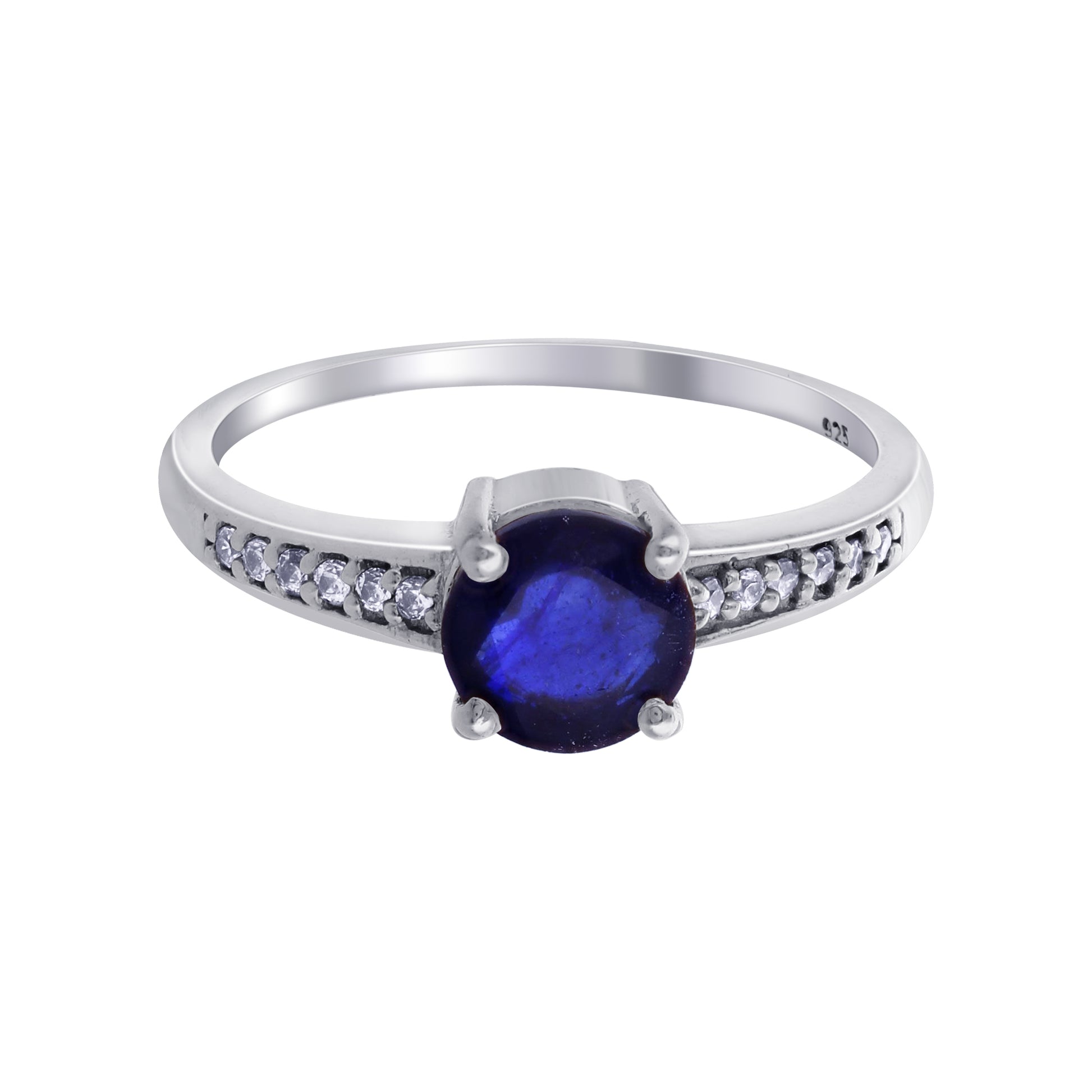 Blue Sapphire Solitaire Ring in 925 Sterling Silver - Gem Avenue