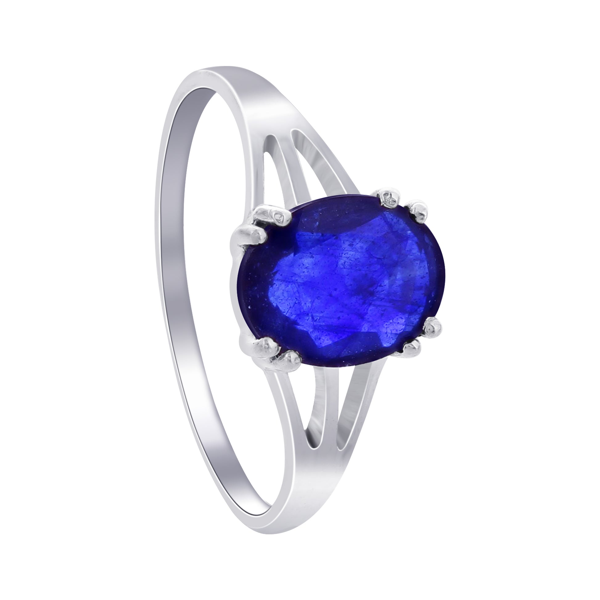 925 Sterling Silver Blue Sapphire Gemstone Ring - Gem Avenue