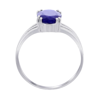 925 Sterling Silver Blue Sapphire Engagement Ring Size 8 for Women  Solitaire Gemstone Promise Ring, September Birthstone Jewelry, Dainty Anniversary or Bridal Ring