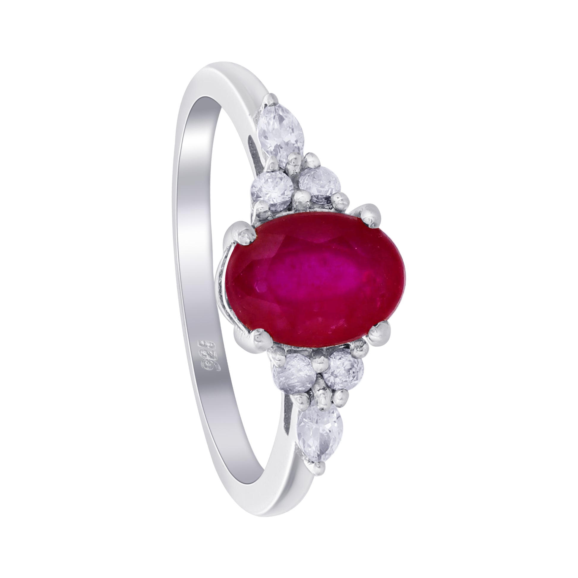 925 Sterling Silver Oval Cut Ruby Gemstone Solitaire Ring - Gem Avenue