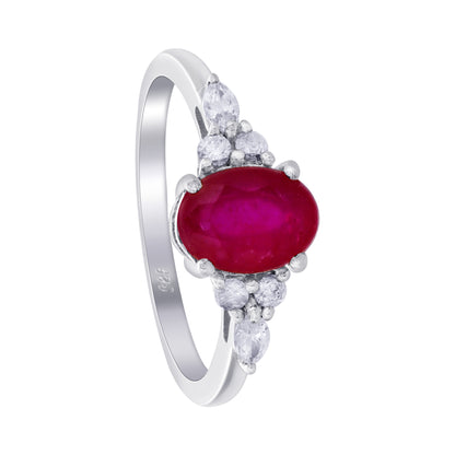 925 Sterling Silver Oval Cut Ruby Gemstone Solitaire Ring - Gem Avenue