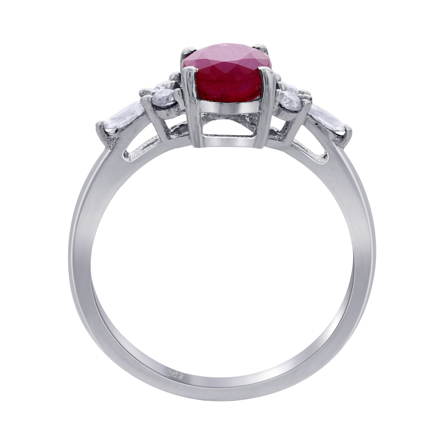 925 Sterling Silver Oval Cut Ruby Gemstone Solitaire Ring - Gem Avenue