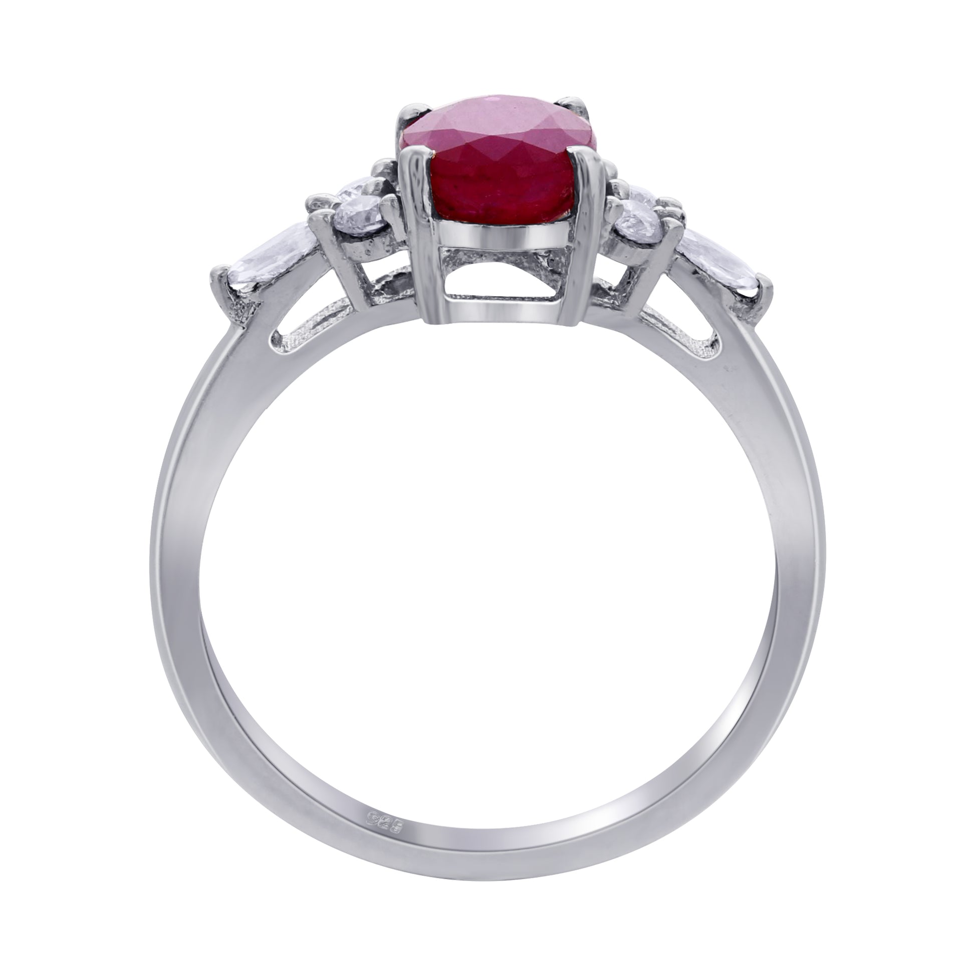 925 Sterling Silver Oval Cut Ruby Gemstone Solitaire Ring - Gem Avenue